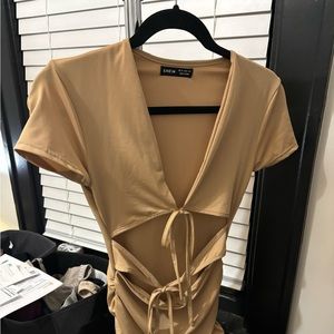 Shein tan tie dress